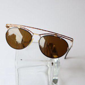 Cazal Gold & Tortoise Legend Art Deco Sunglasses 90s Designer Vintage